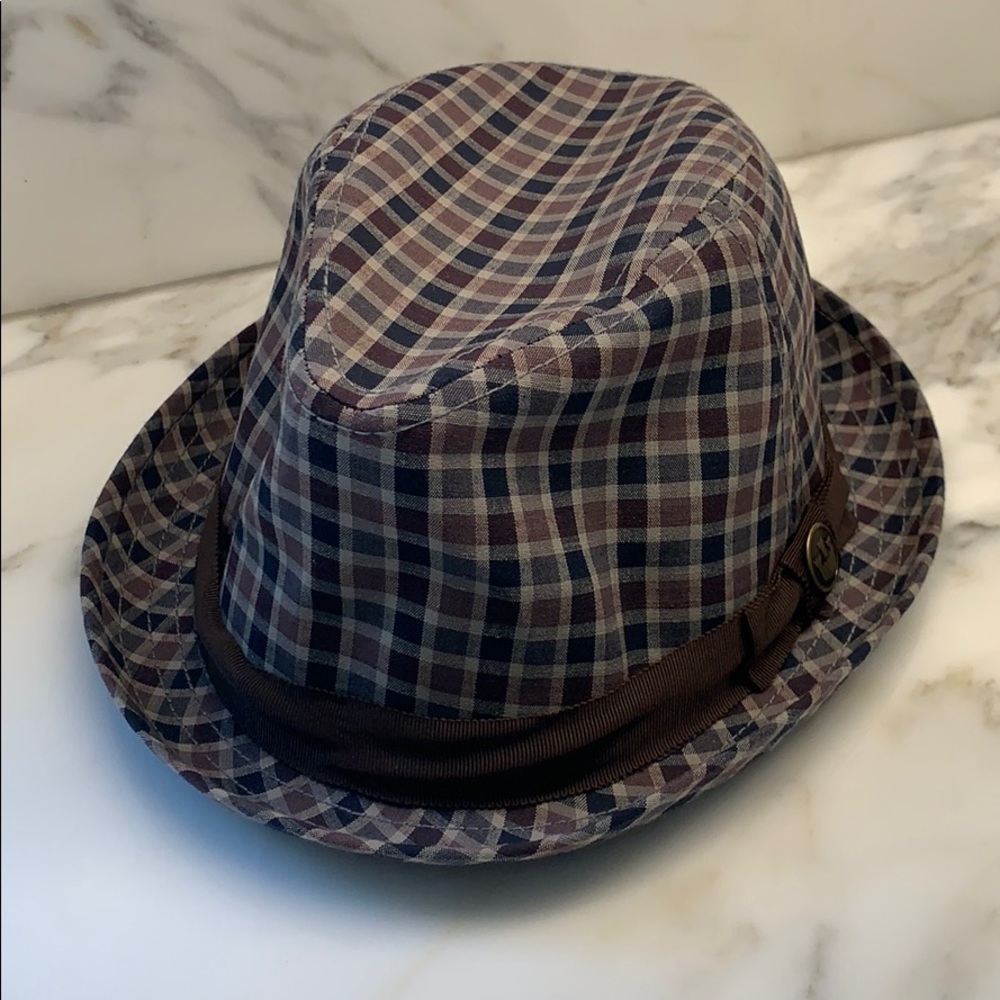 Gorin Bros Blue and Orange Checkered Fedora